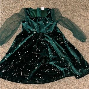 Toddler Velvet Dress with Sheer Sleeves